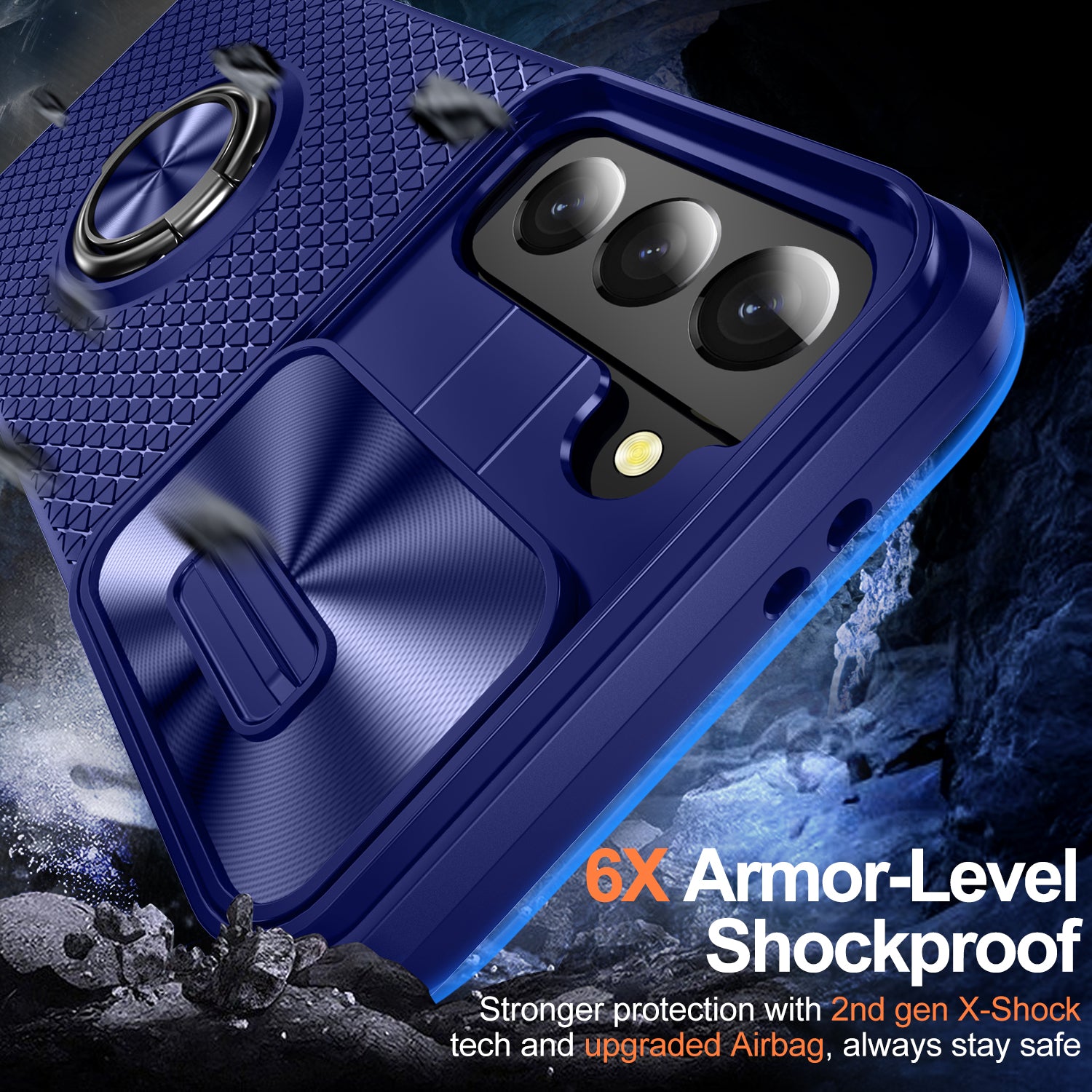 For Samsung Galaxy S21 5G Kickstand PC TPU Phone Case with Slide Camera Cover