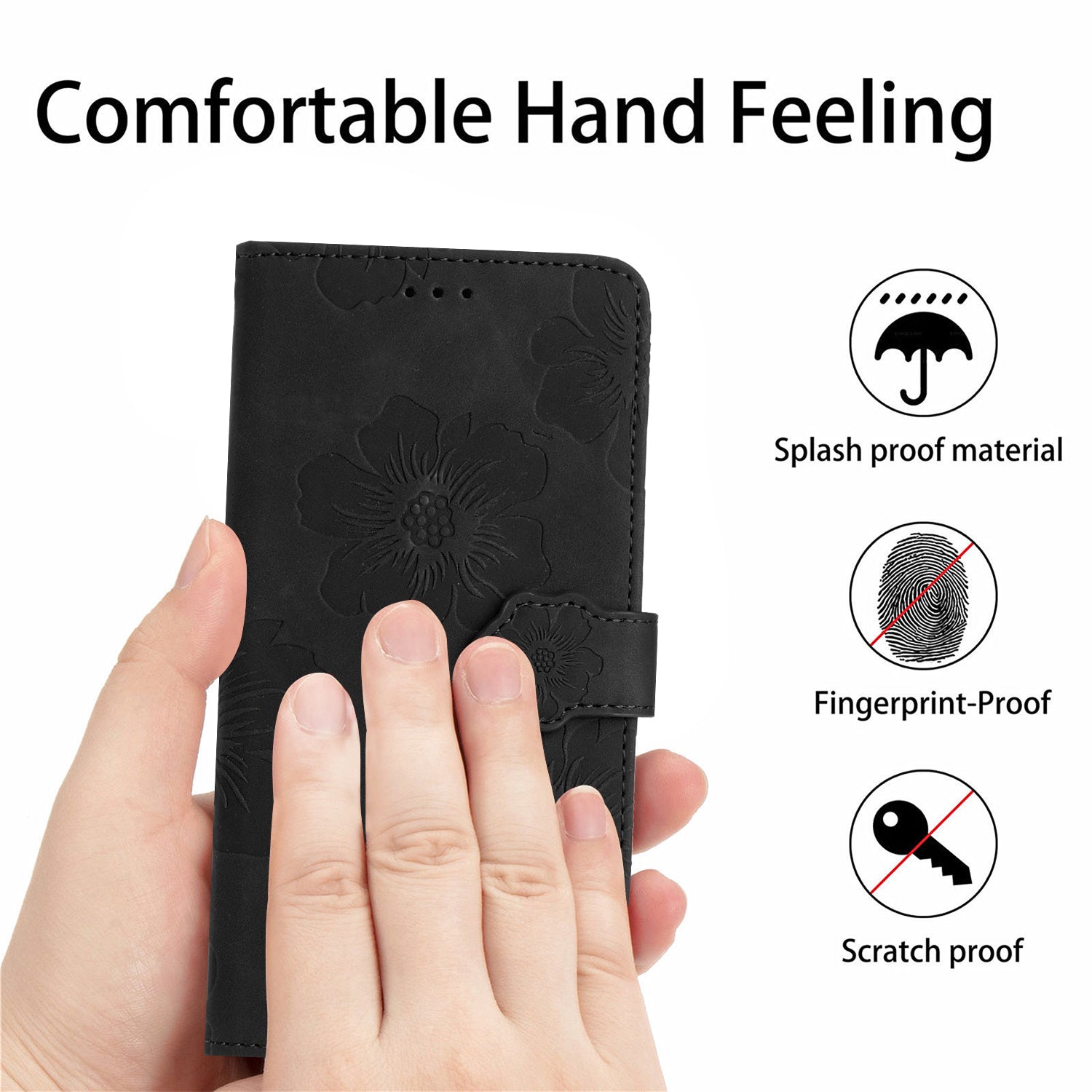 For Samsung Galaxy A72 4G / 5G Imprinted Flowers Phone Cover PU Leather Coated TPU Wallet Shell Case
