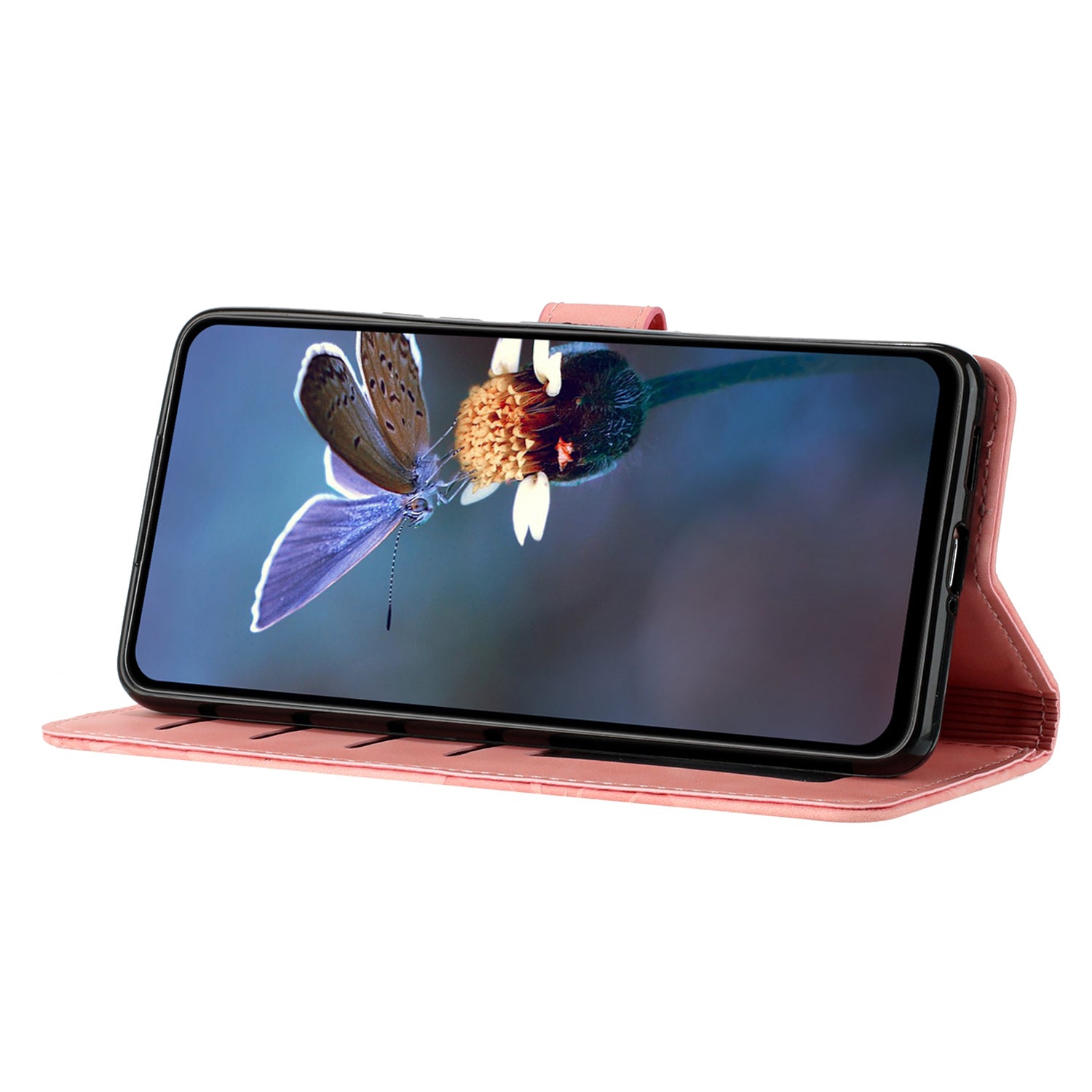 For Samsung Galaxy A72 4G / 5G Imprinted Flowers Phone Cover PU Leather Coated TPU Wallet Shell Case