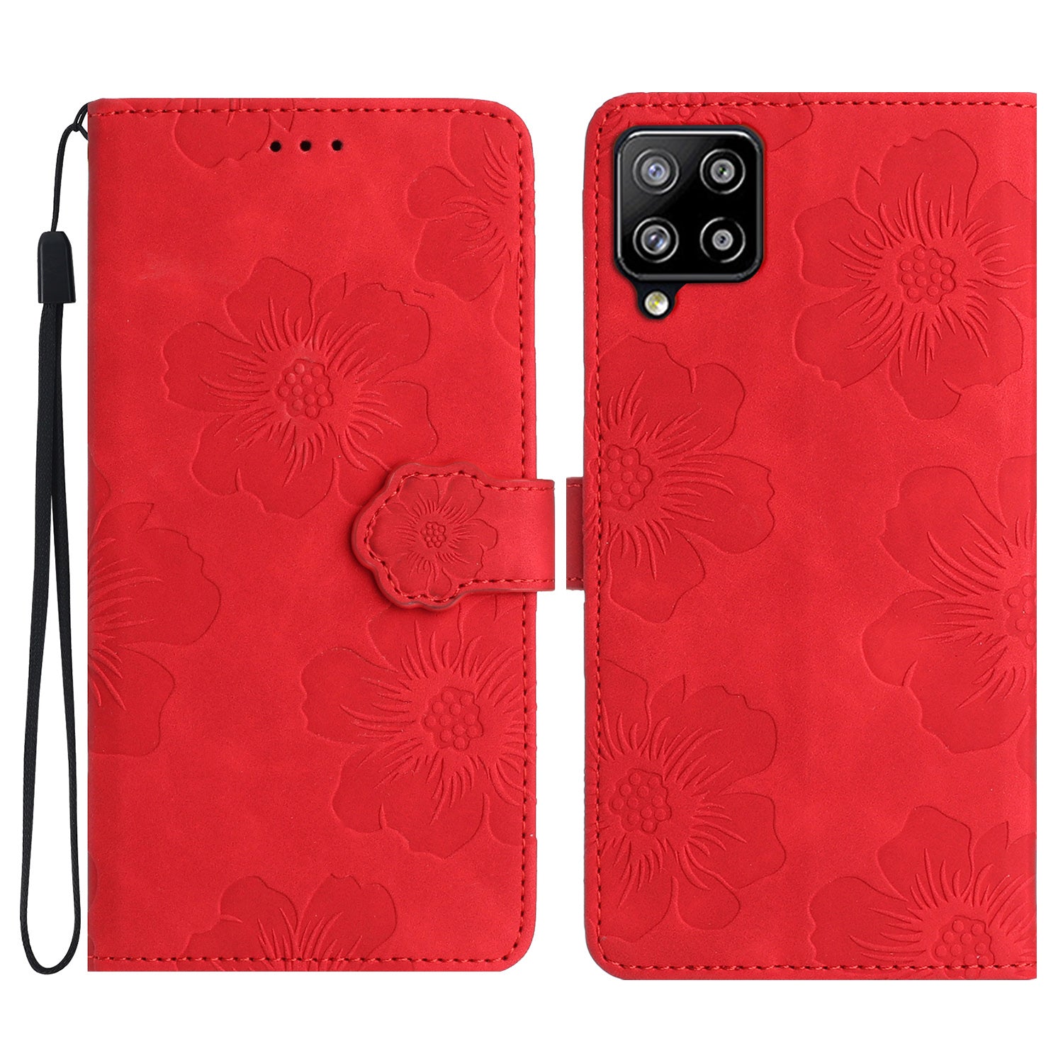 For Samsung Galaxy A42 5G Flowers Pattern Phone Stand Case PU Leather Wallet Anti-drop Cover