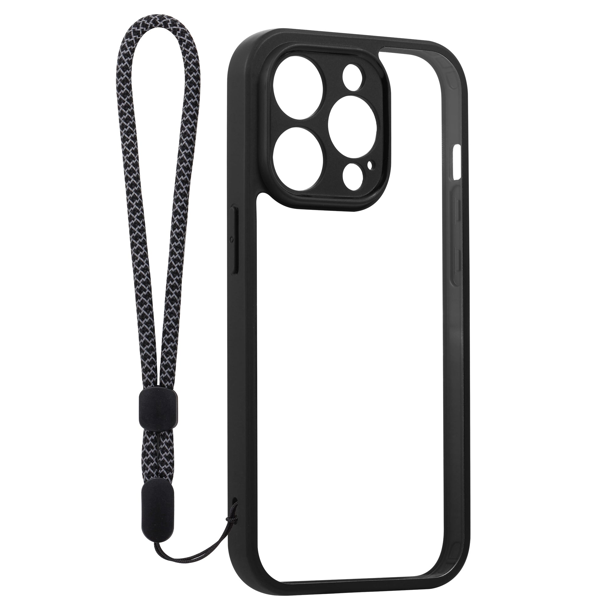 VILI M Series For iPhone 14 Pro Slim Shell Anti-Scratch Clear PC TPU Phone Case with Wrist Strap