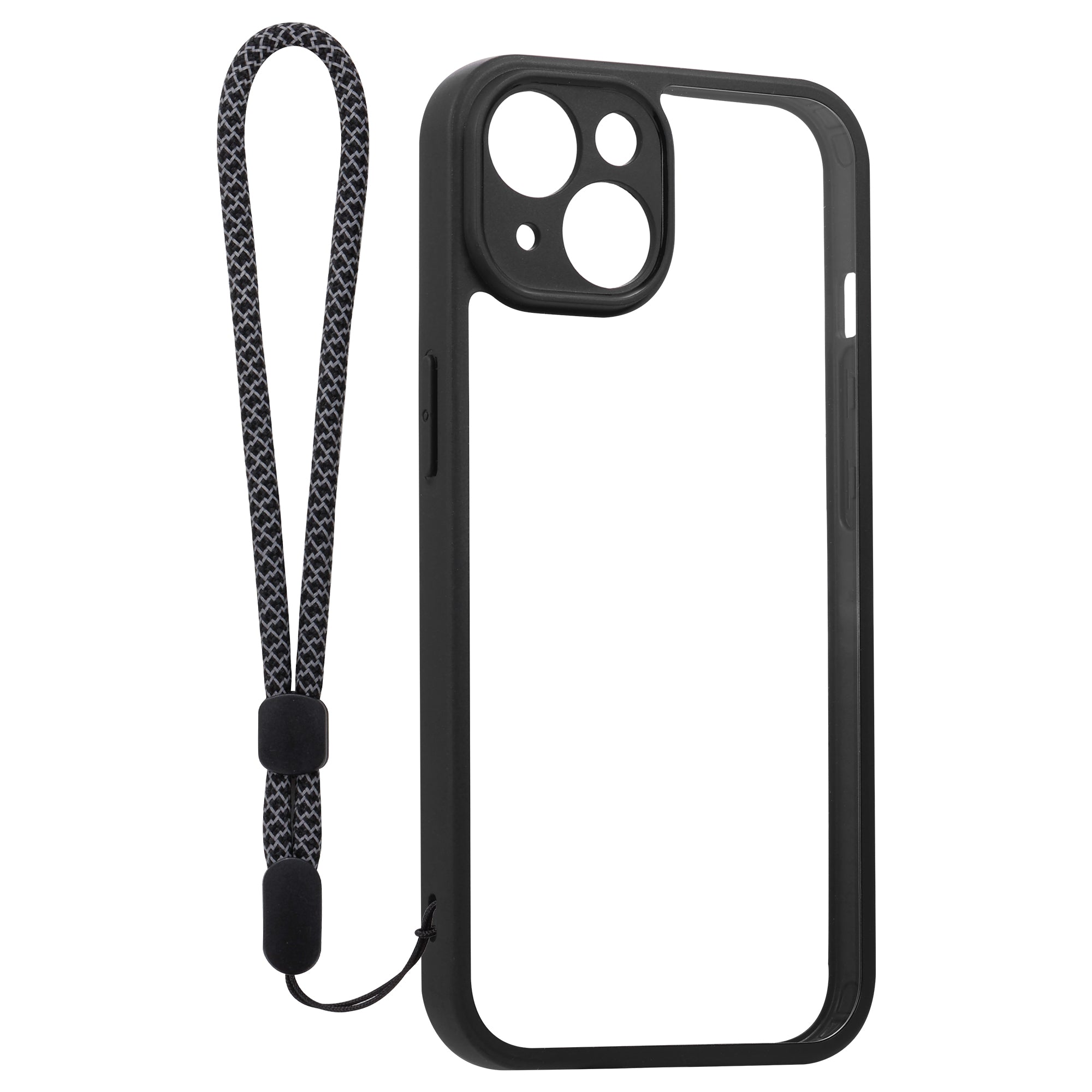 VILI M Series For iPhone 14 Plus Transparent Phone Cover PC TPU Phone Case with Wrist Strap