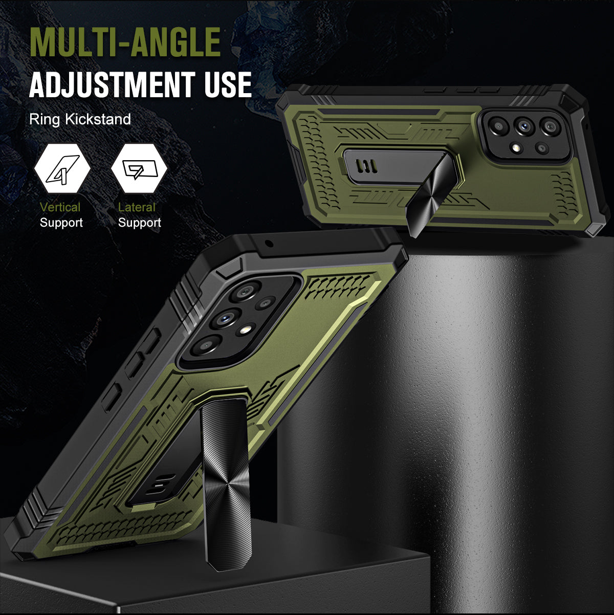 TPU PC Phone Cover for Samsung Galaxy A53 5G Kickstand Anti-drop Protective Phone Case