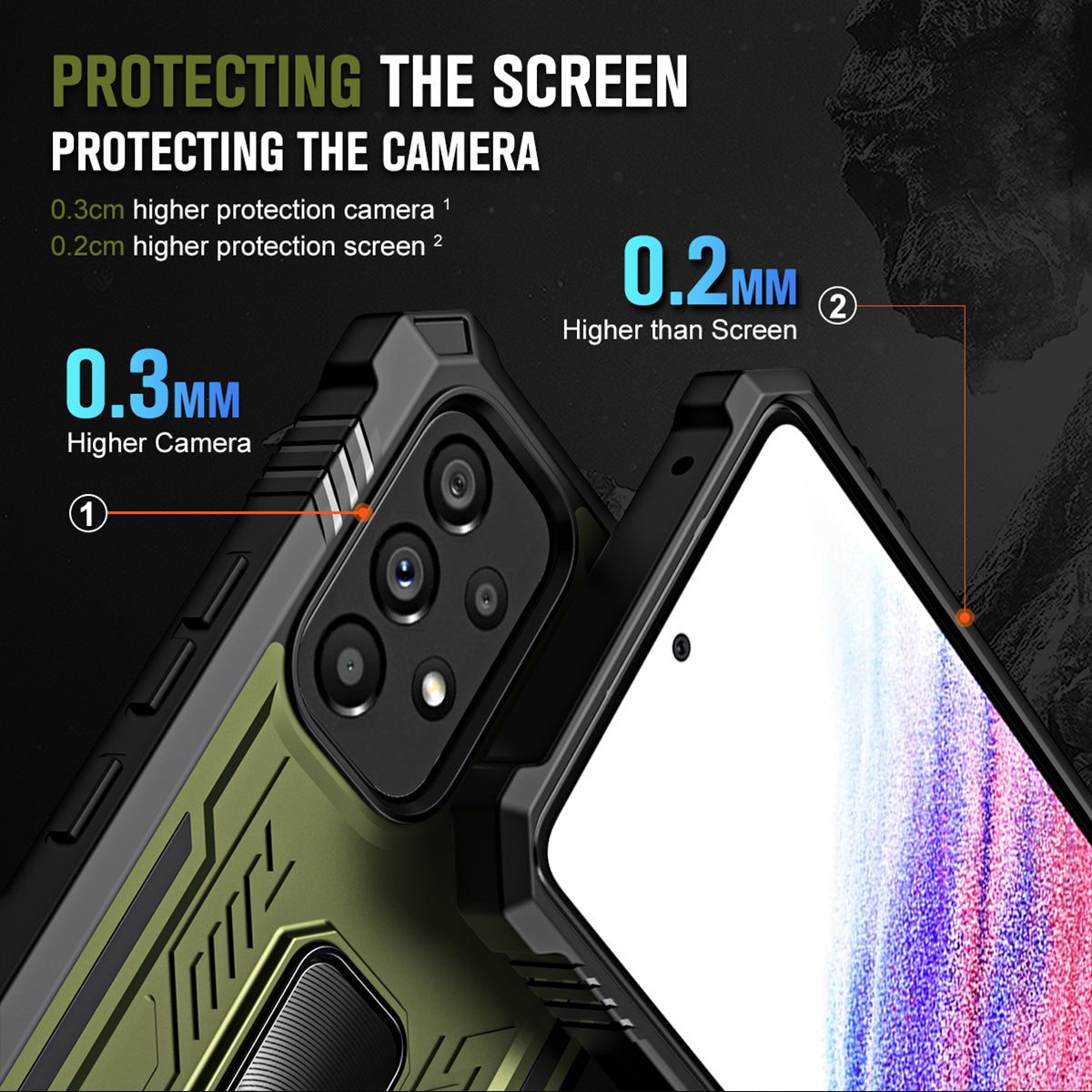 TPU PC Phone Cover for Samsung Galaxy A53 5G Kickstand Anti-drop Protective Phone Case