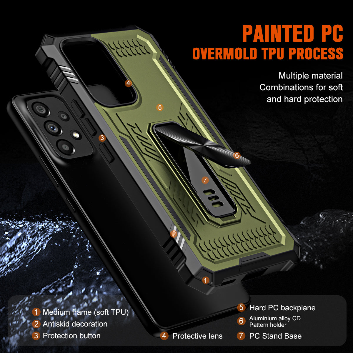 TPU PC Phone Cover for Samsung Galaxy A53 5G Kickstand Anti-drop Protective Phone Case