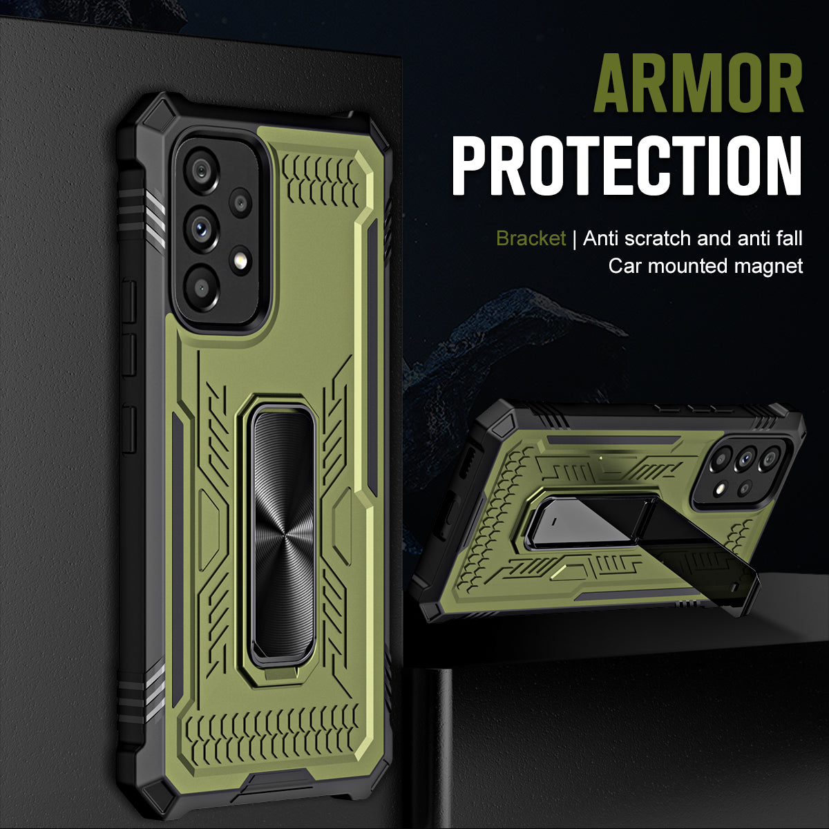 TPU PC Phone Cover for Samsung Galaxy A53 5G Kickstand Anti-drop Protective Phone Case