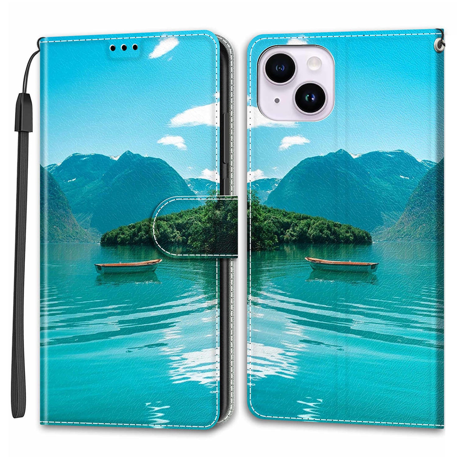 Leather Case for iPhone 14 Pattern Printed Card Holder Stand Phone Cover