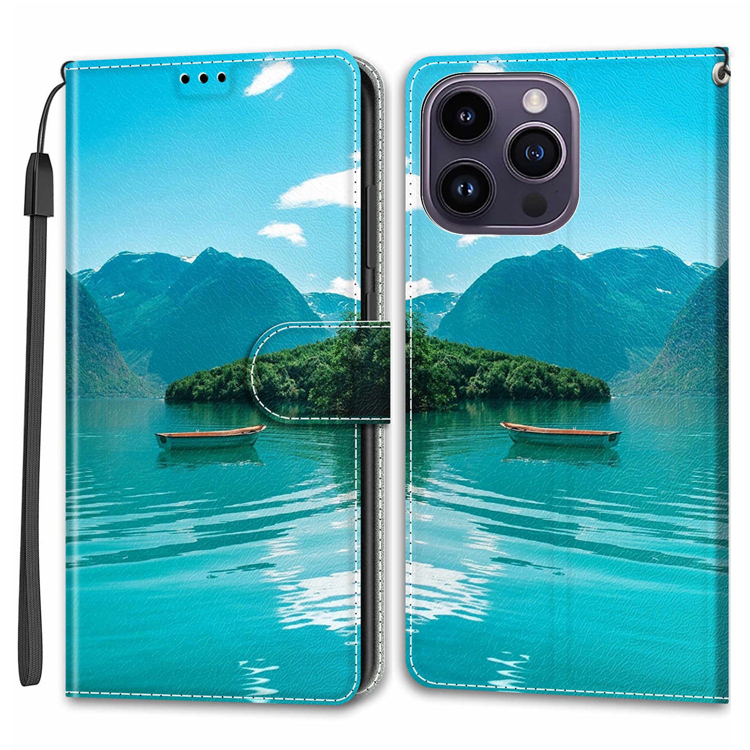 Til iPhone 14 Pro Mønsterudskrivning Lædertelefontaske Kortpladser Flip Stand Cover