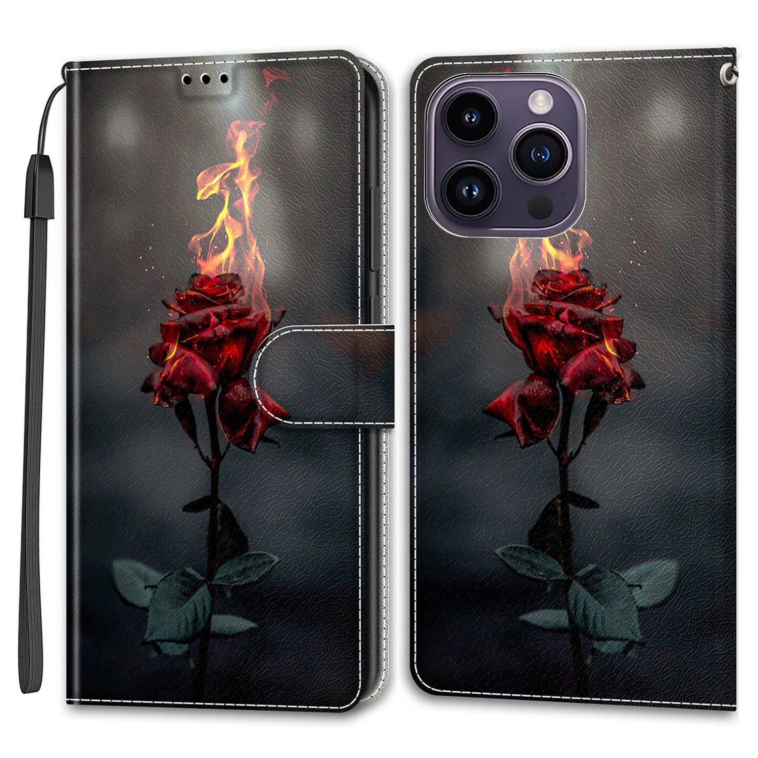Til iPhone 14 Pro Mønsterudskrivning Lædertelefontaske Kortpladser Flip Stand Cover