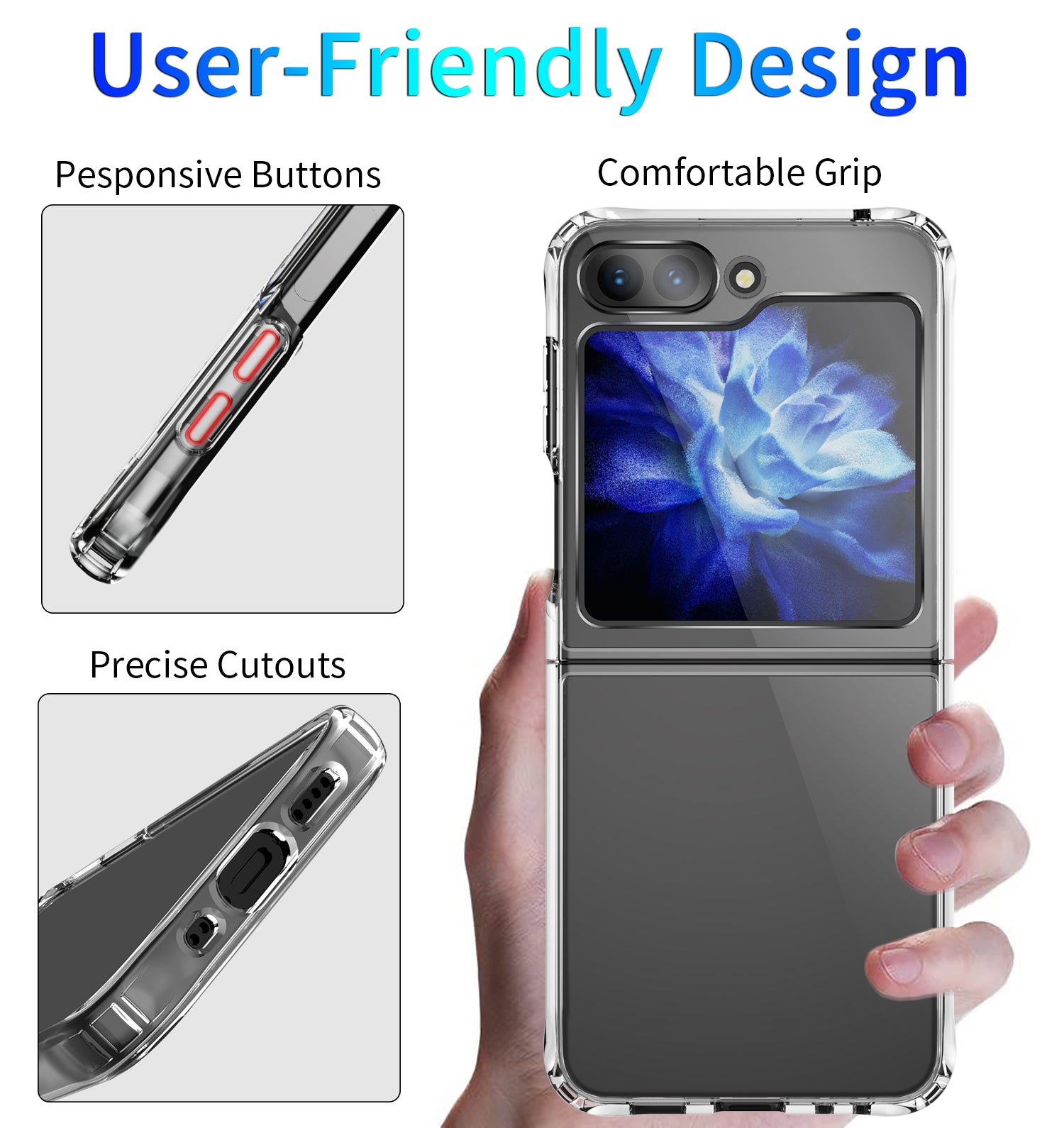 Pro Samsung Galaxy Z Flip5 5G Čtyřrohový kryt proti pádu Transparentní TPU + akrylové skládací pouzdro na telefon