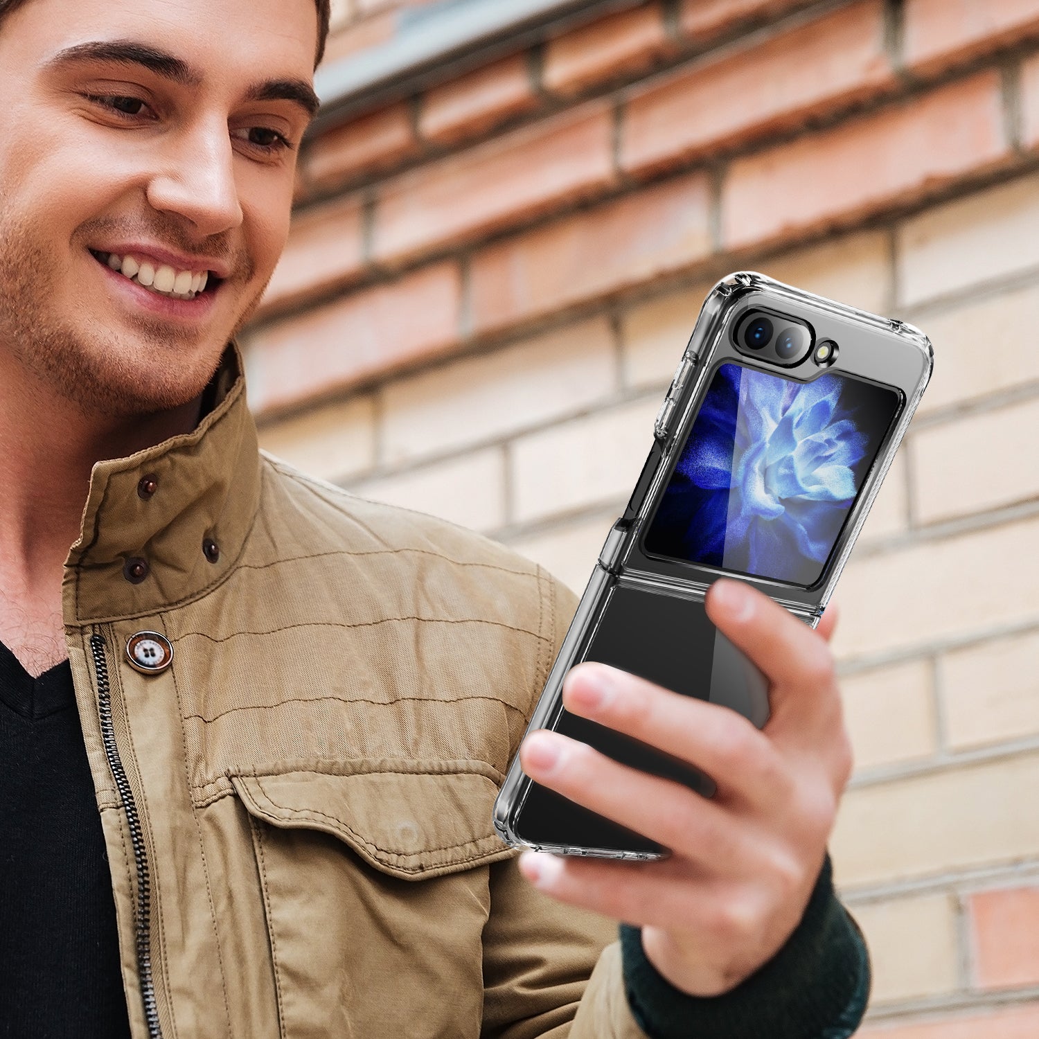 Pro Samsung Galaxy Z Flip5 5G Čtyřrohový kryt proti pádu Transparentní TPU + akrylové skládací pouzdro na telefon