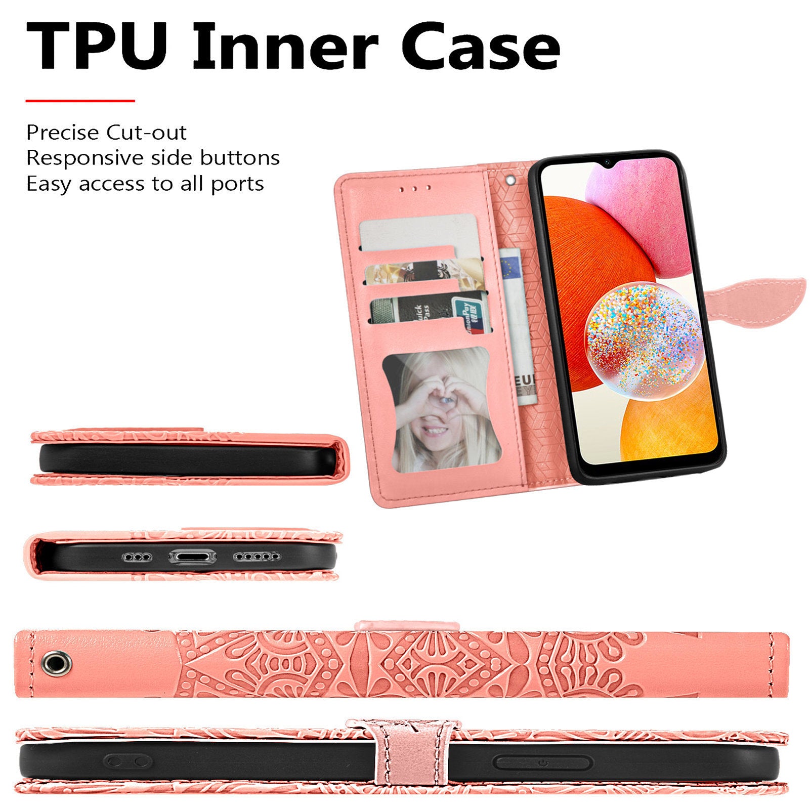 For Samsung Galaxy A14 4G Imprinted Dream Wings Series Leather Case Stand Wallet Phone Cover