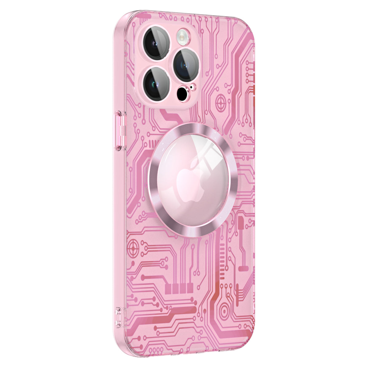 For iPhone 14 Pro PU Leather TPU Phone Case Circuit Board Style Magnetic Cover with Glass Lens Film