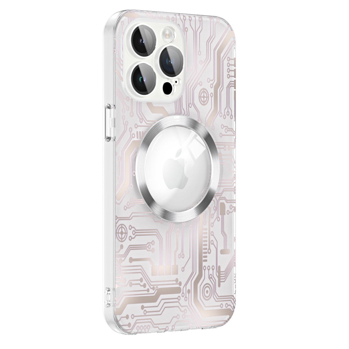 For iPhone 14 Pro PU Leather TPU Phone Case Circuit Board Style Magnetic Cover with Glass Lens Film