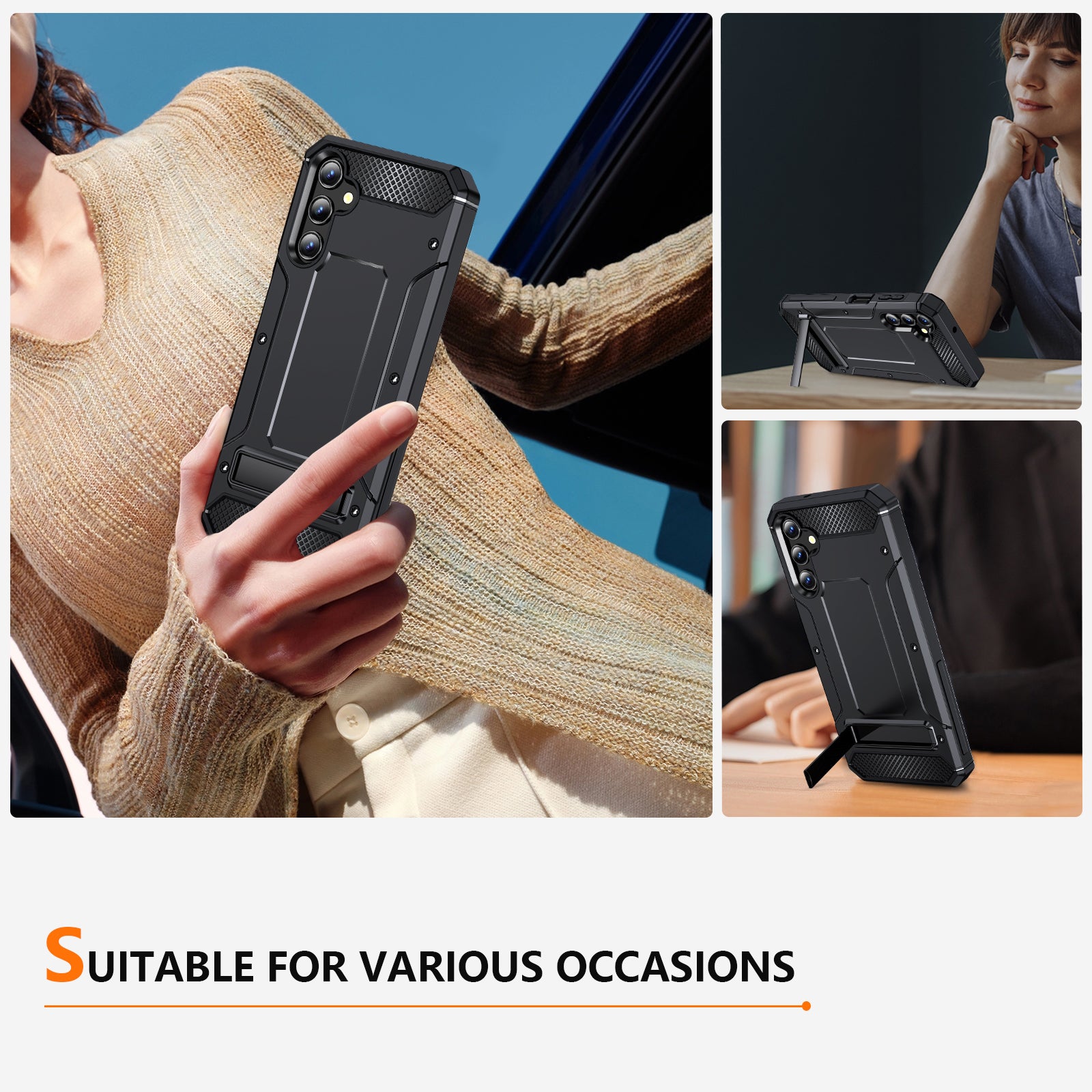 For Samsung Galaxy A14 4G / 5G Kickstand Back Case TPU PC Dual Layer Protection Phone Cover