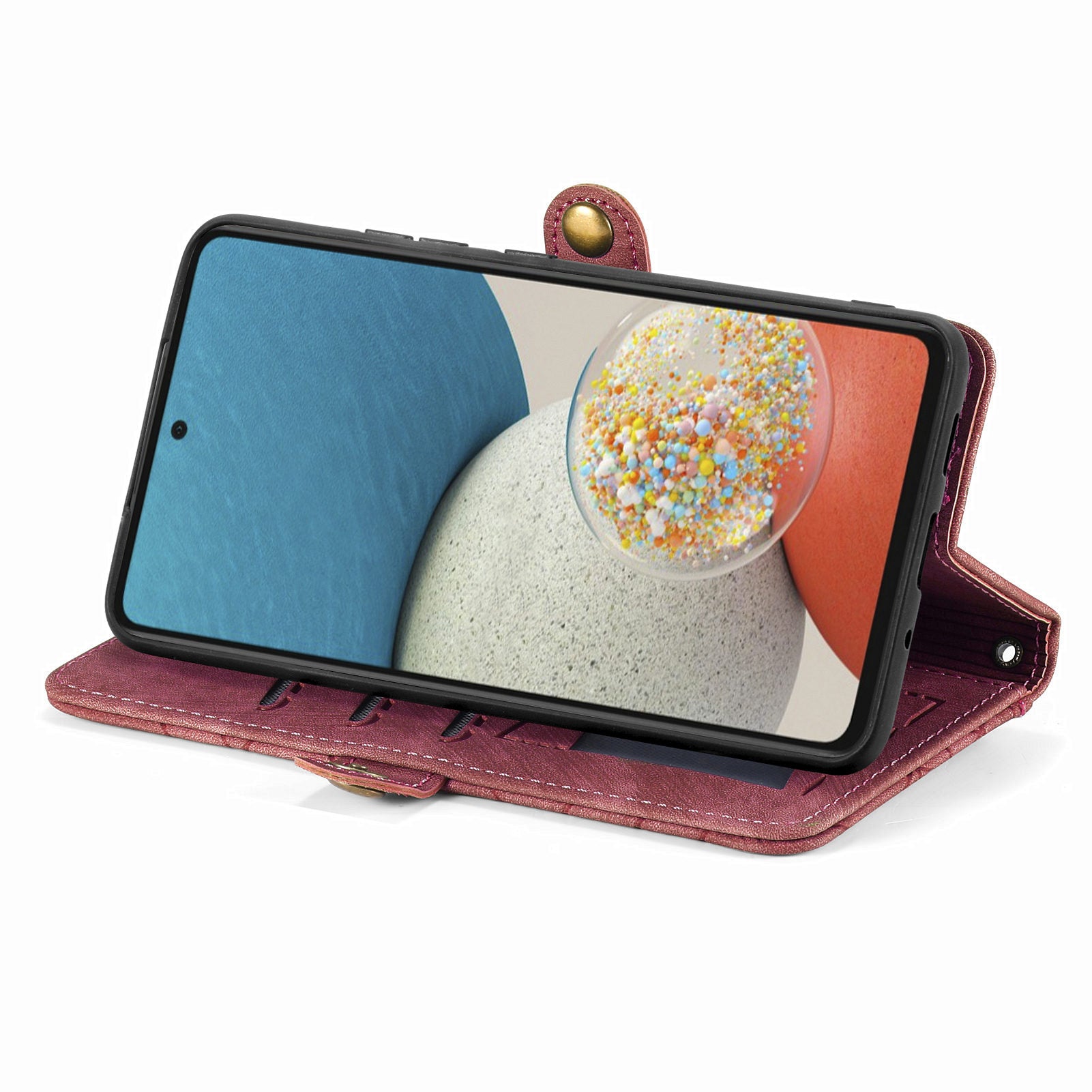 For Samsung Galaxy A53 5G Geometry Imprinted Phone Cover Zipper Pocket Leather Case with Wallet Stand