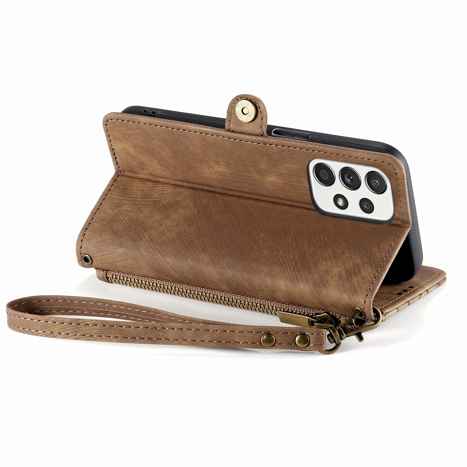 For Samsung Galaxy A53 5G Geometry Imprinted Phone Cover Zipper Pocket Leather Case with Wallet Stand