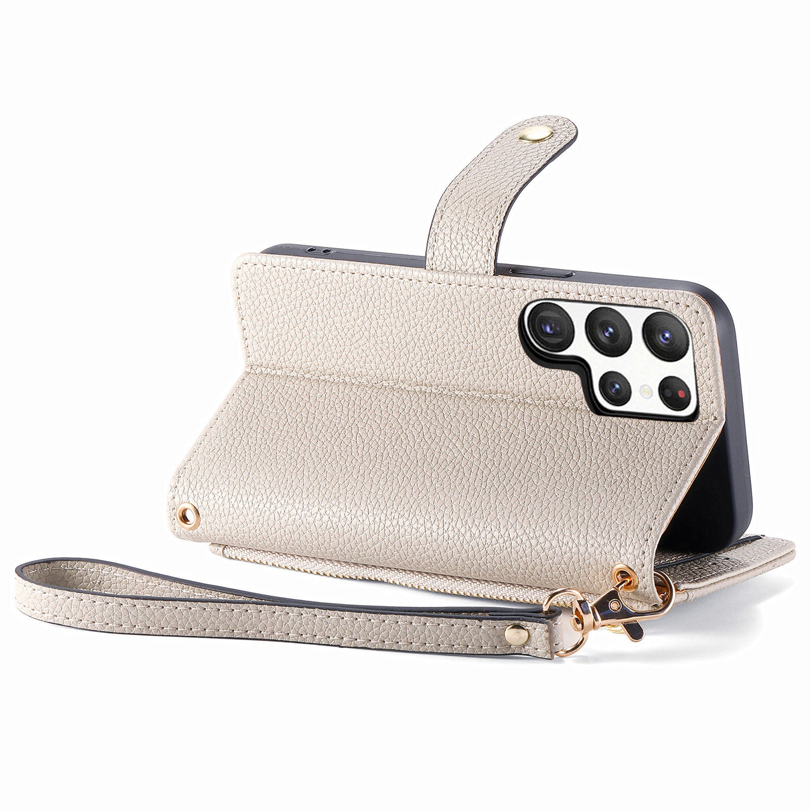 For Samsung Galaxy S23 Ultra RFID Blocking Phone Case Stand Wallet PU Leather Zipper Pocket Cover