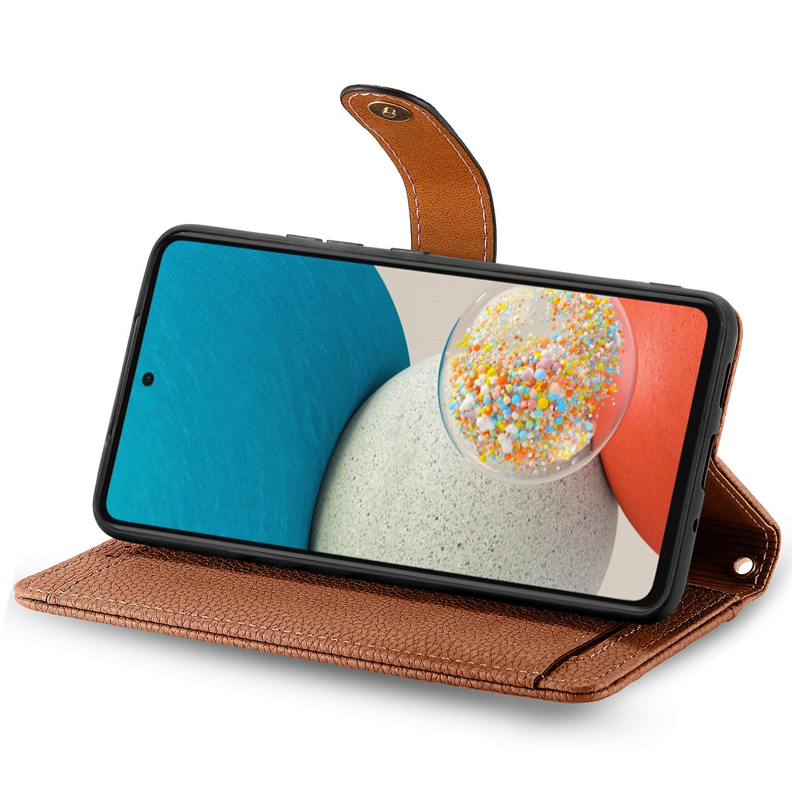 Wallet Stand Case for Samsung Galaxy A53 5G RFID Blocking PU Leather Zipper Pocket Phone Cover