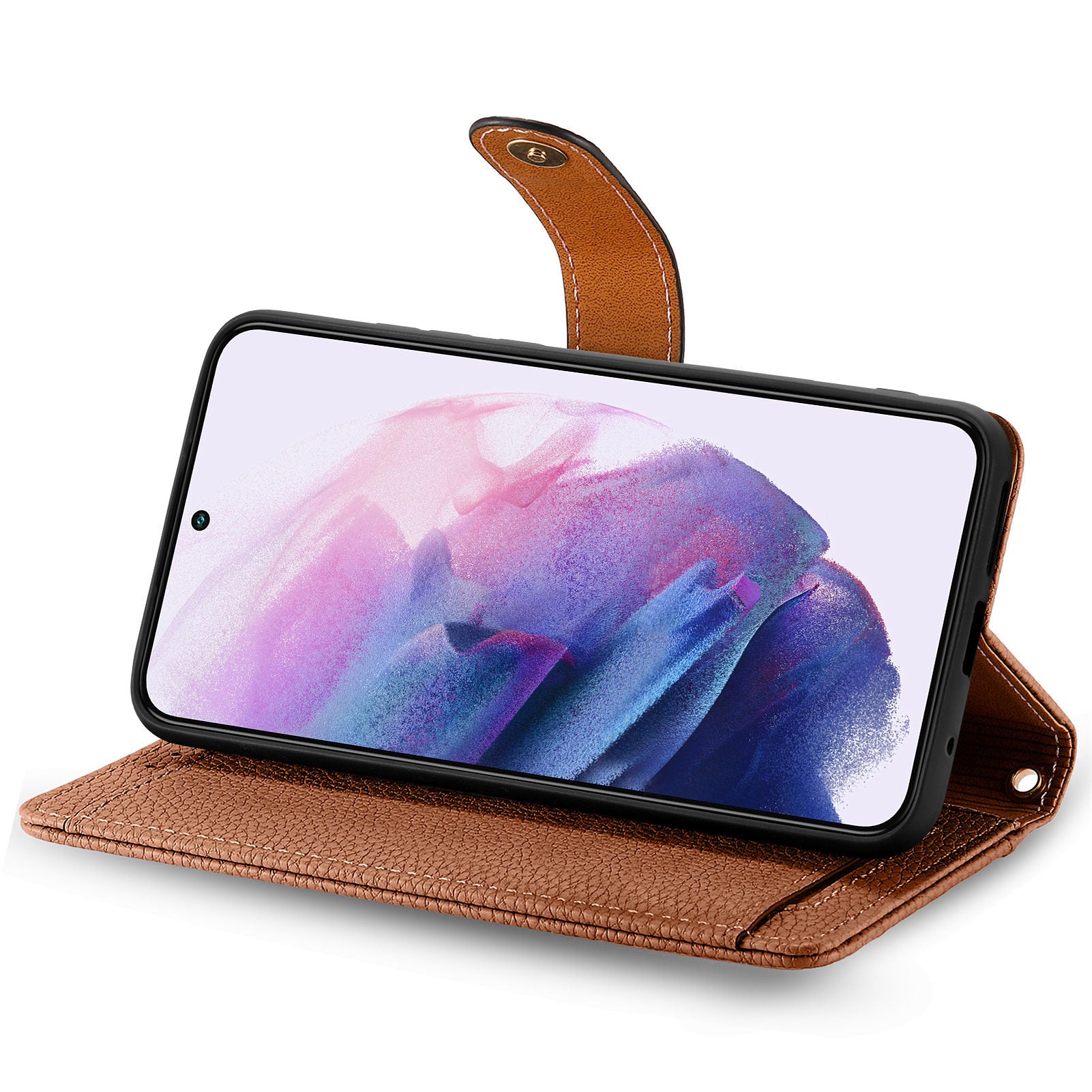 For Samsung Galaxy S22 5G PU Leather RFID Blocking Phone Case Zipper Pocket Wallet Stand Cover