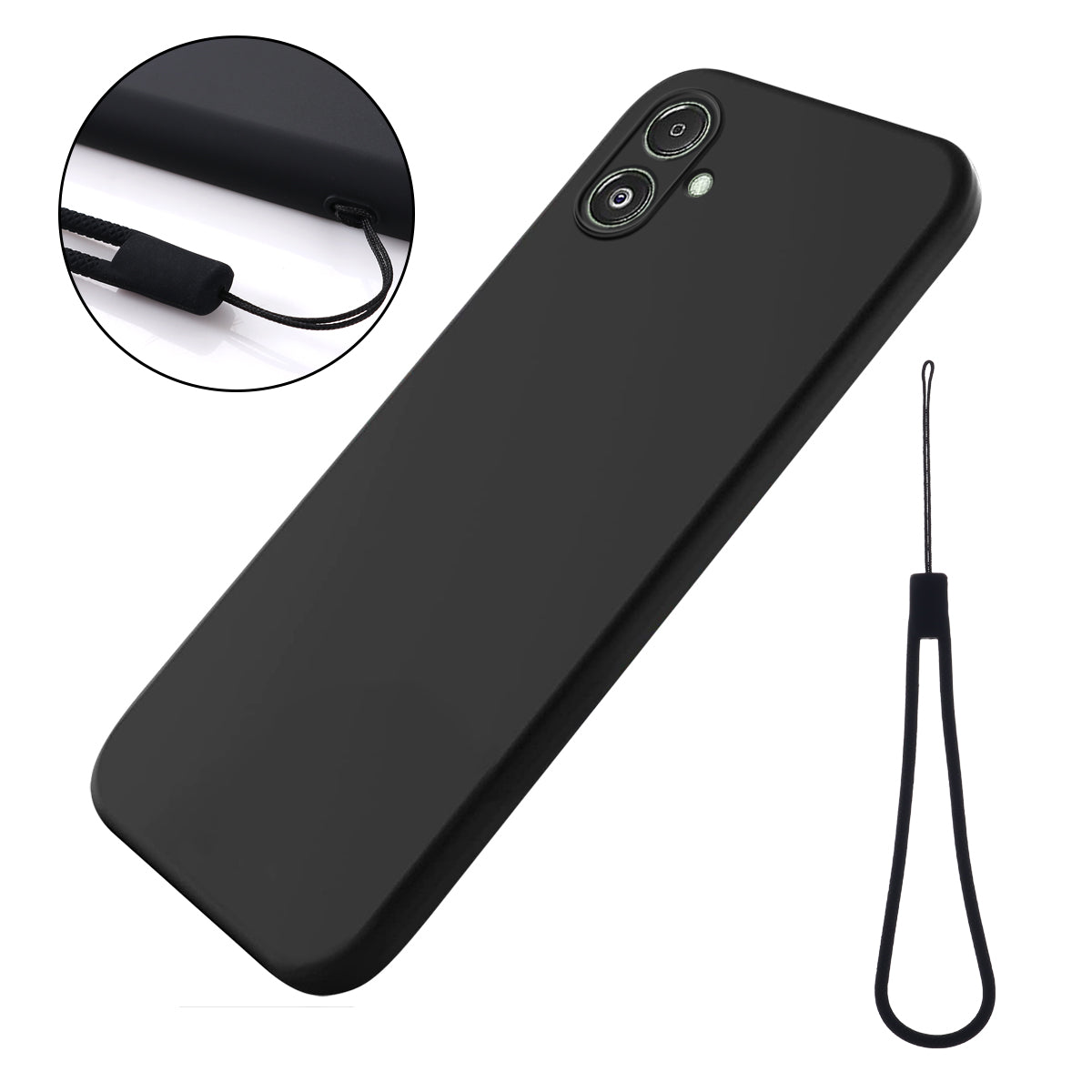 For Samsung Galaxy F14 5G Anti-Dust Liquid Silicone Phone Cover Soft Lining Phone Case with Strap