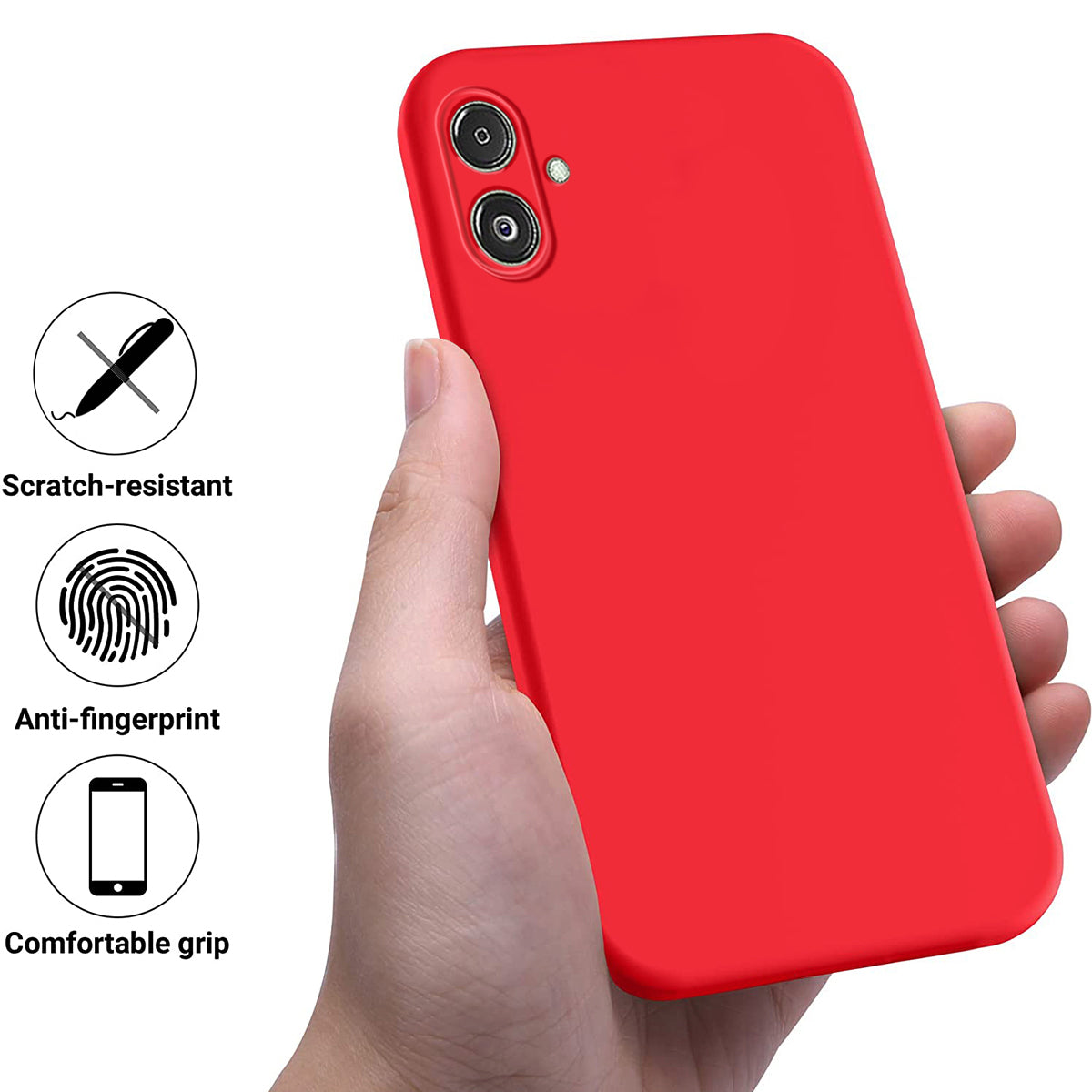 For Samsung Galaxy F14 5G Anti-Dust Liquid Silicone Phone Cover Soft Lining Phone Case with Strap