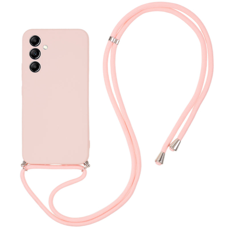 For Samsung Galaxy A54 5G Fiber Lining TPU Cover Rubberized Phone Case with Long Lanyard