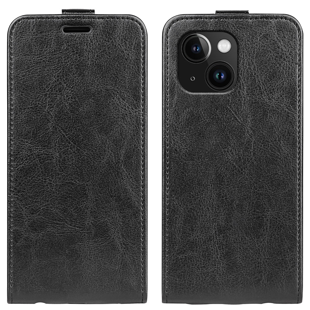 Phone Case for iPhone 15 Drop Proof Vertical Flip PU Leather Mobile Phone Cover with Card Slots