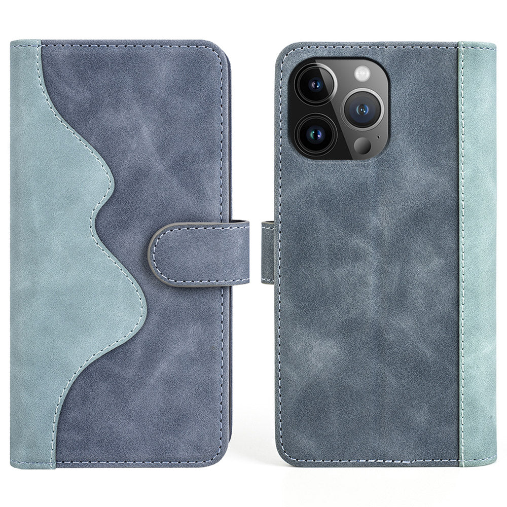 Til iPhone 15 Pro Max Tofarvet splejsningsmagnetisk lås Pungtelefoncover Dropsikkert PU-læderetui
