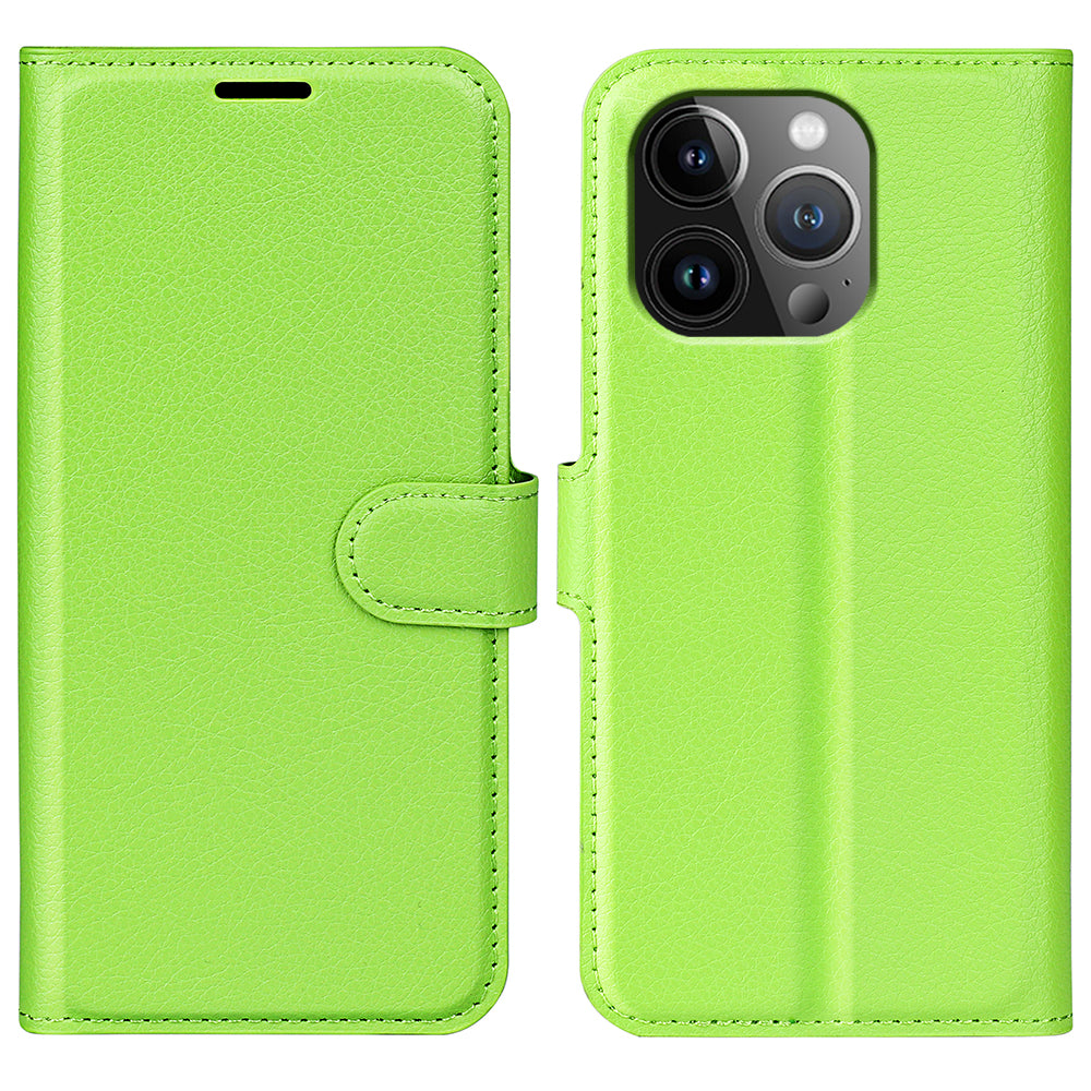 Til iPhone 15 Pro Max Anti-ridse Litchi Texture Telefon Cover Pung Flip PU Læder Telefon Taske
