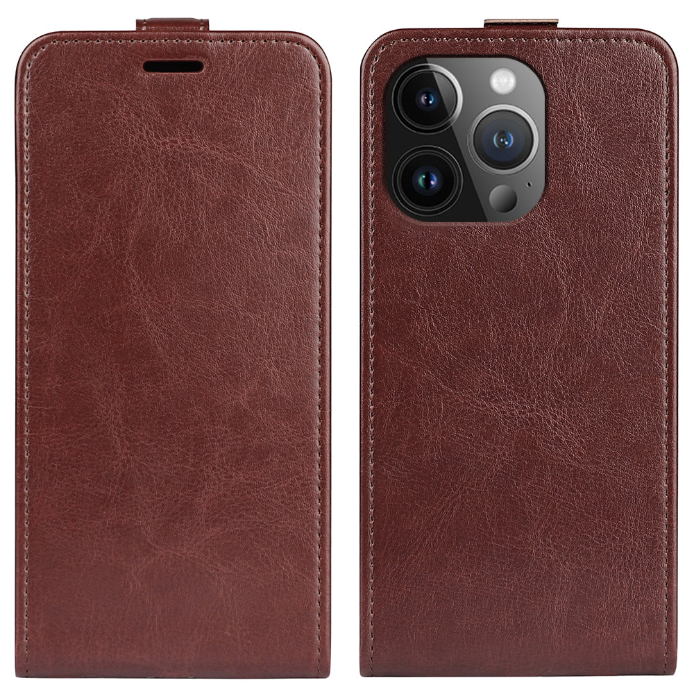 For iPhone 15 Pro Vertical Flip Case TPU PU Leather Phone Shell Mobile Phone Cover with Card Slots