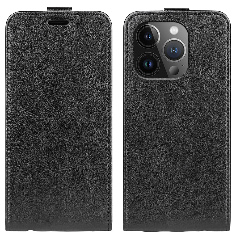 For iPhone 15 Pro Vertical Flip Case TPU PU Leather Phone Shell Mobile Phone Cover with Card Slots