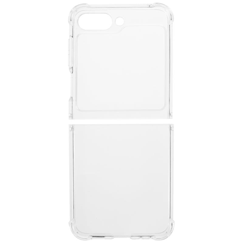 Pro Samsung Galaxy Z Flip5 5G Transparentní TPU pouzdro na telefon Dvoudílný designový kryt na telefon odolný proti poškrábání
