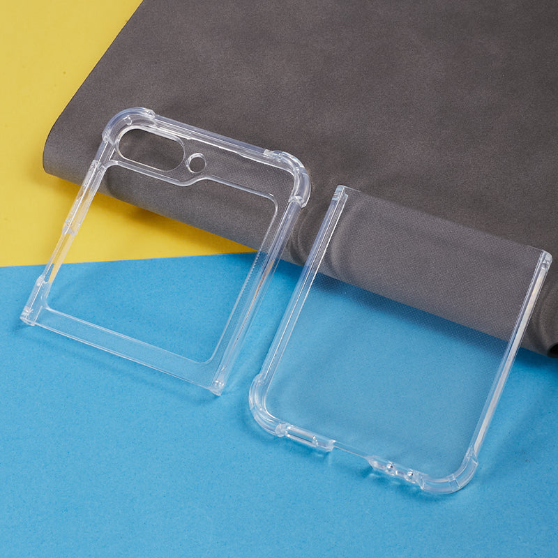 Pro Samsung Galaxy Z Flip5 5G Transparentní TPU pouzdro na telefon Dvoudílný designový kryt na telefon odolný proti poškrábání