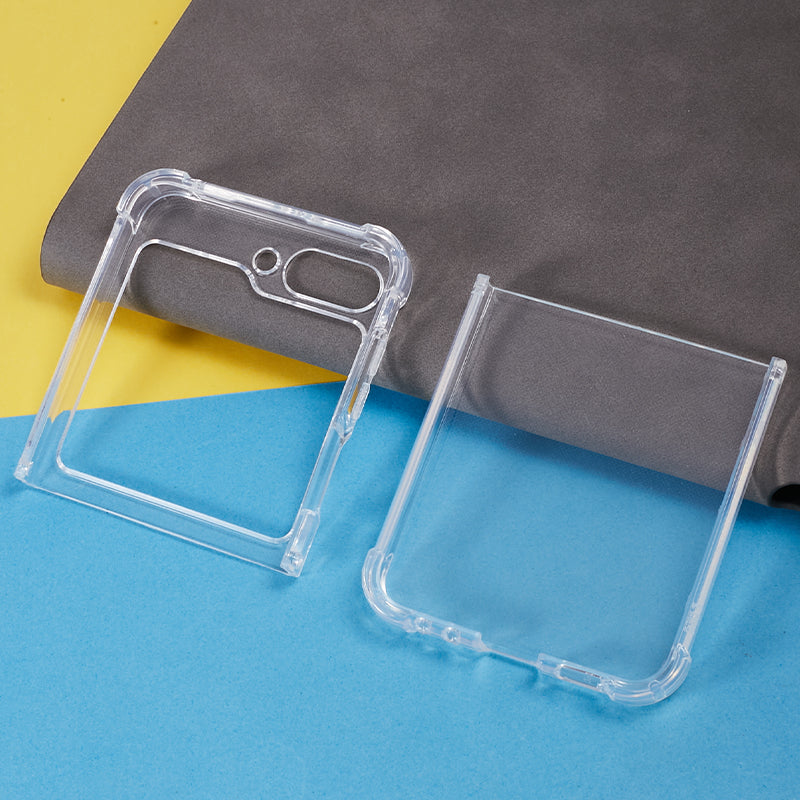 Pro Samsung Galaxy Z Flip5 5G Transparentní TPU pouzdro na telefon Dvoudílný designový kryt na telefon odolný proti poškrábání