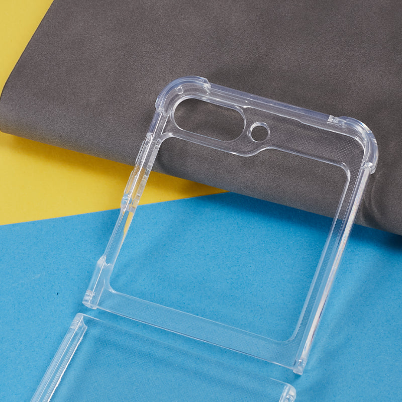 Pro Samsung Galaxy Z Flip5 5G Transparentní TPU pouzdro na telefon Dvoudílný designový kryt na telefon odolný proti poškrábání