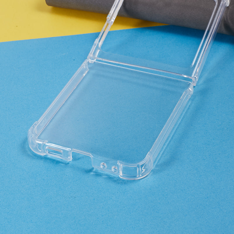 Pro Samsung Galaxy Z Flip5 5G Transparentní TPU pouzdro na telefon Dvoudílný designový kryt na telefon odolný proti poškrábání