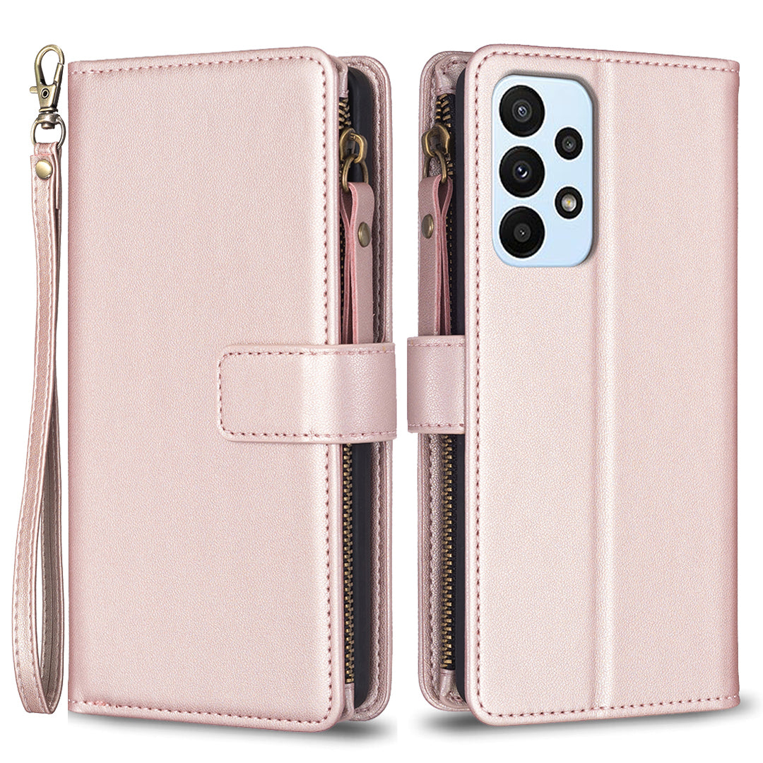 BF Style-19 for Samsung Galaxy A53 5G Stand Wallet Phone Case PU Leather Cover with Zipper Pocket