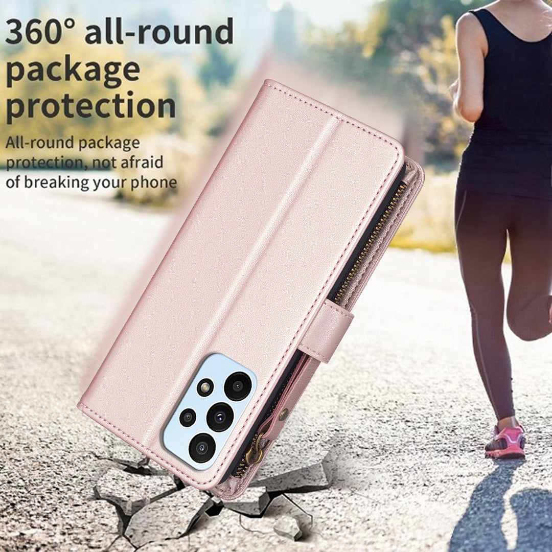 BF Style-19 for Samsung Galaxy A53 5G Stand Wallet Phone Case PU Leather Cover with Zipper Pocket