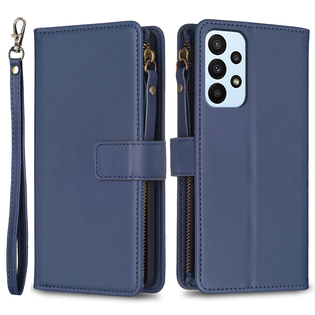 BF Style-19 for Samsung Galaxy A23 4G / A23 5G (Global Version) Stand PU Leather Case Zipper Pocket Wallet Phone Cover