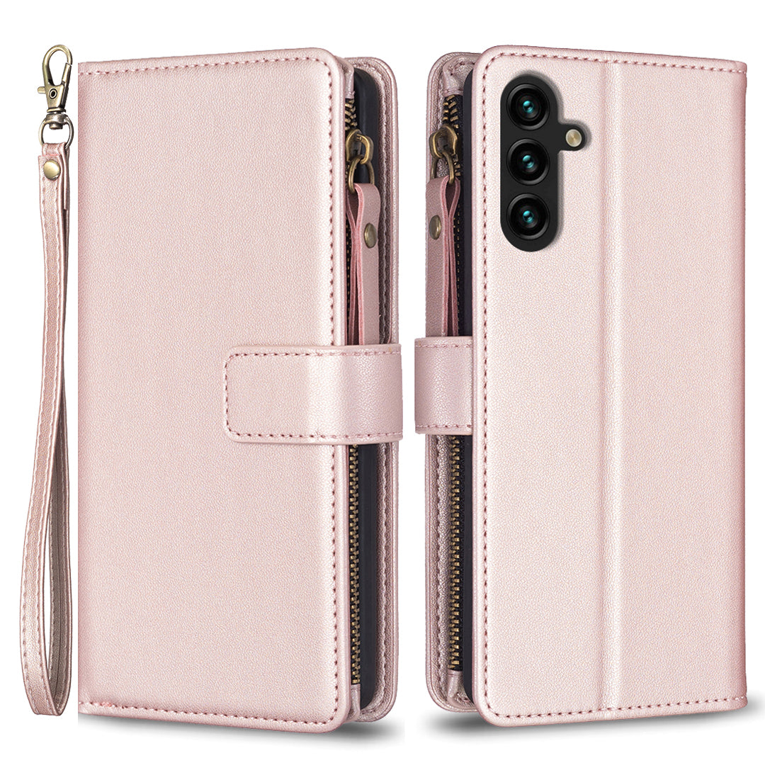 BF Style-19 for Samsung Galaxy A13 5G Phone Case Zipper Pocket PU Leather Phone Cover with Stand Wallet