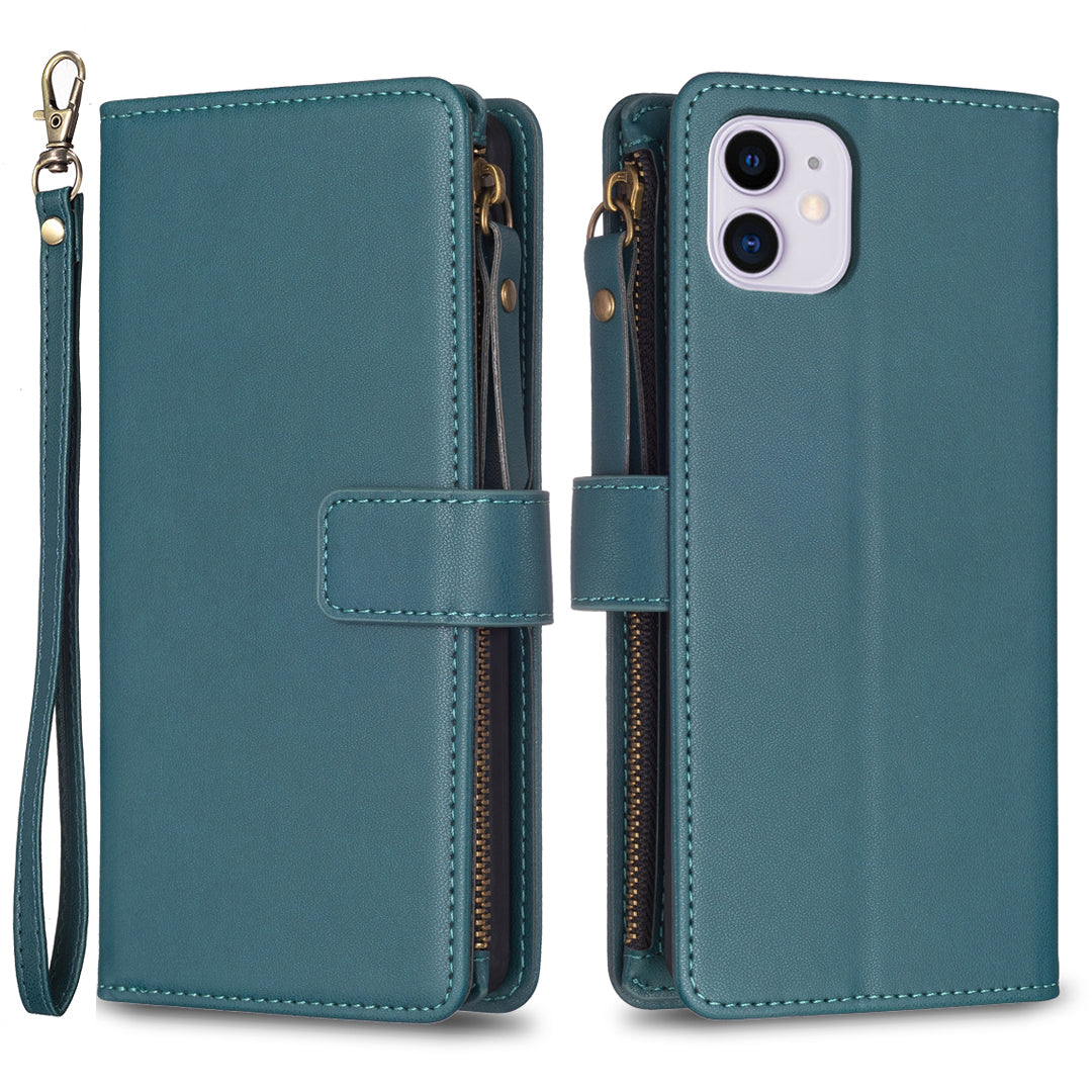 BF Style-19 Zipper Pocket Phone Case for iPhone 11 PU Leather Stand Wallet Phone Cover