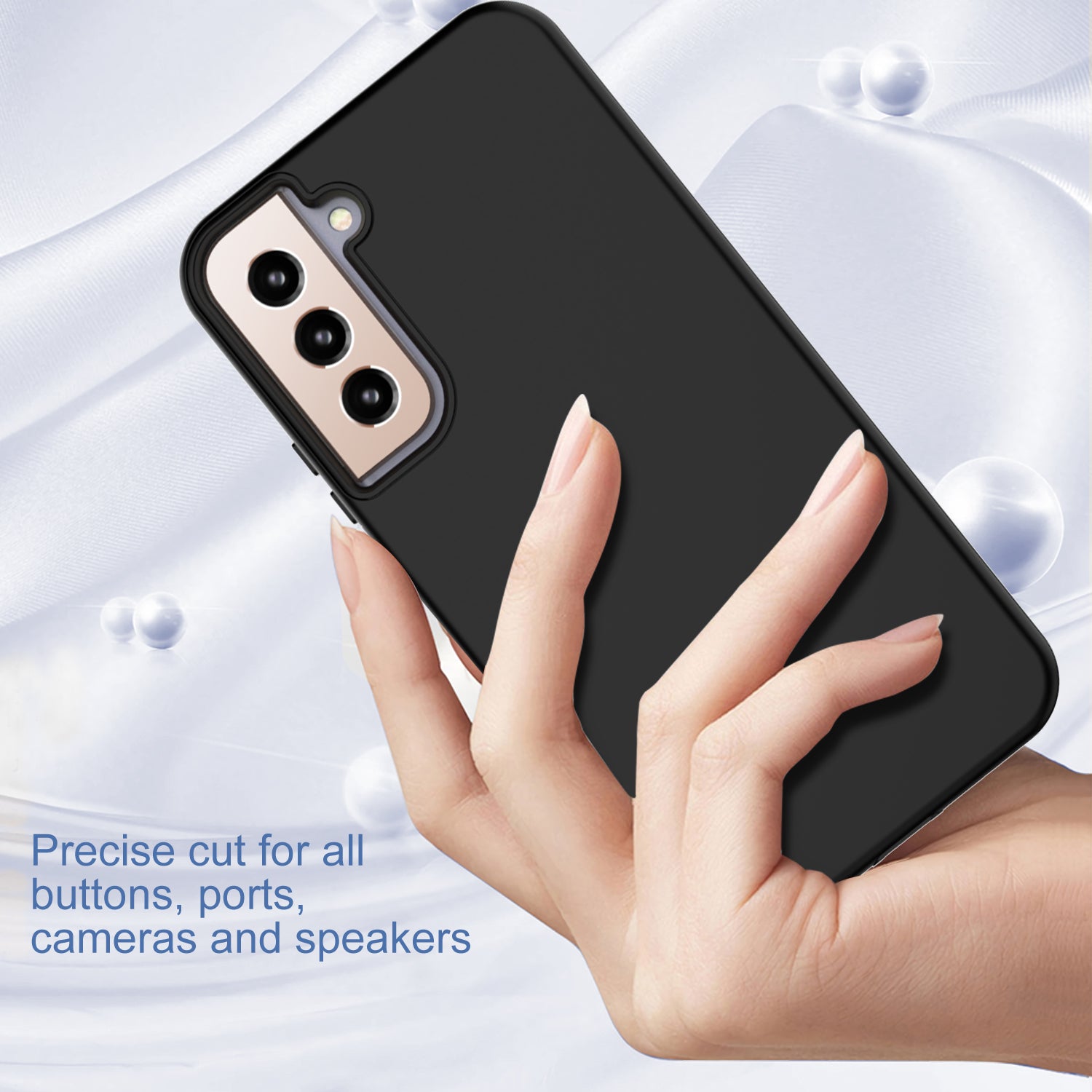 GW03 For Samsung Galaxy S22 5G Thicken Rubberized TPU PC Phone Case Anti-fingerprint Back Cover