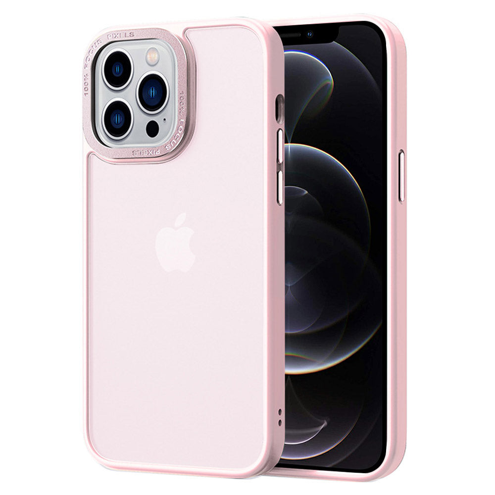 For iPhone 12 Pro Max Metal Camera Frame Translucent Matte PC TPU Case Skin-touch Phone Cover