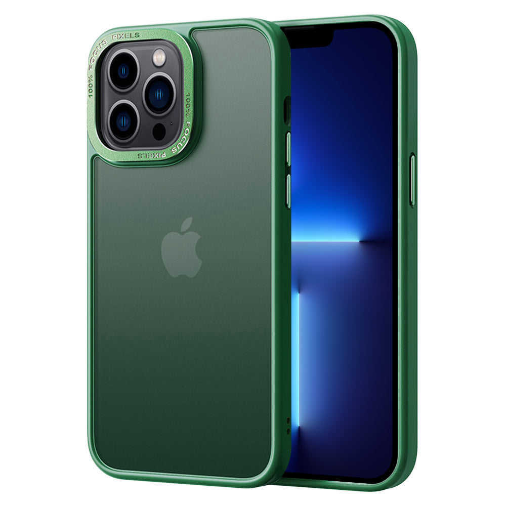 For iPhone 13 Pro Max Anti-scratch Metal Camera Frame Translucent Matte PC TPU Case Skin-touch Phone Cover
