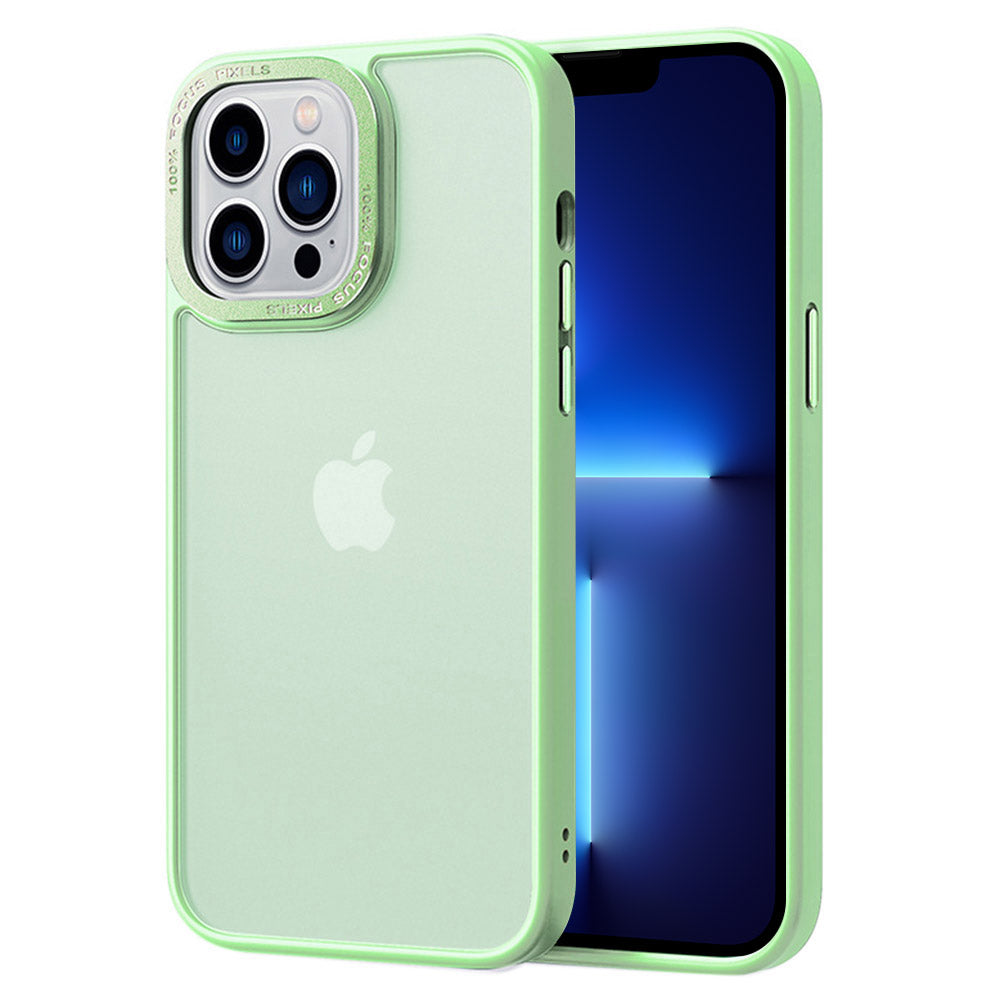 For iPhone 13 Pro Skin-touch Translucent Matte PC TPU Anti-drop Case Metal Camera Frame Phone Cover