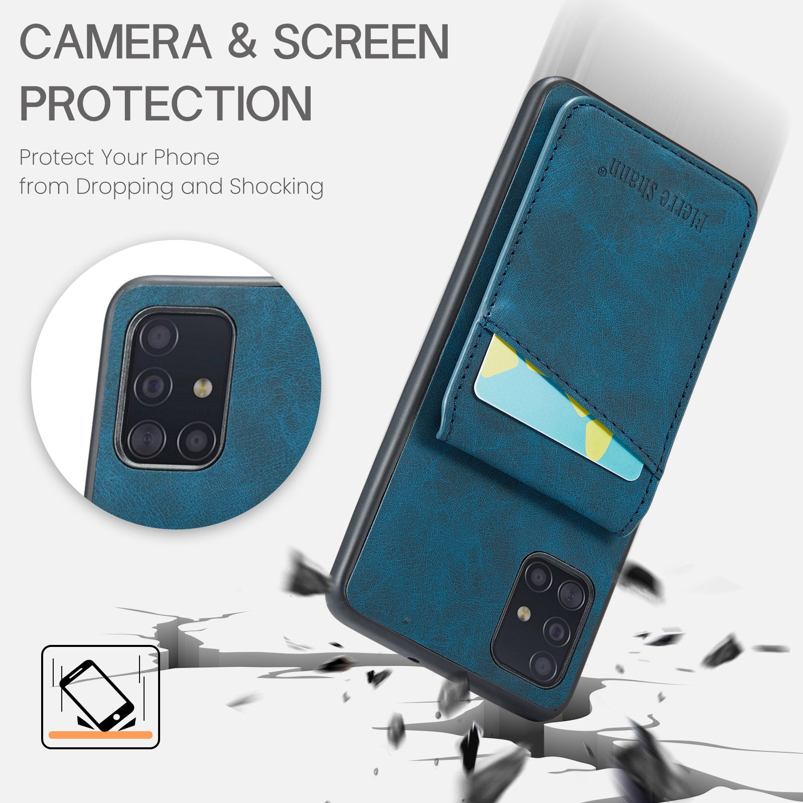 FIERRE SHANN For Samsung Galaxy A51 5G SM-A516 Card Slots Kickstand PU Leather TPU Phone Case