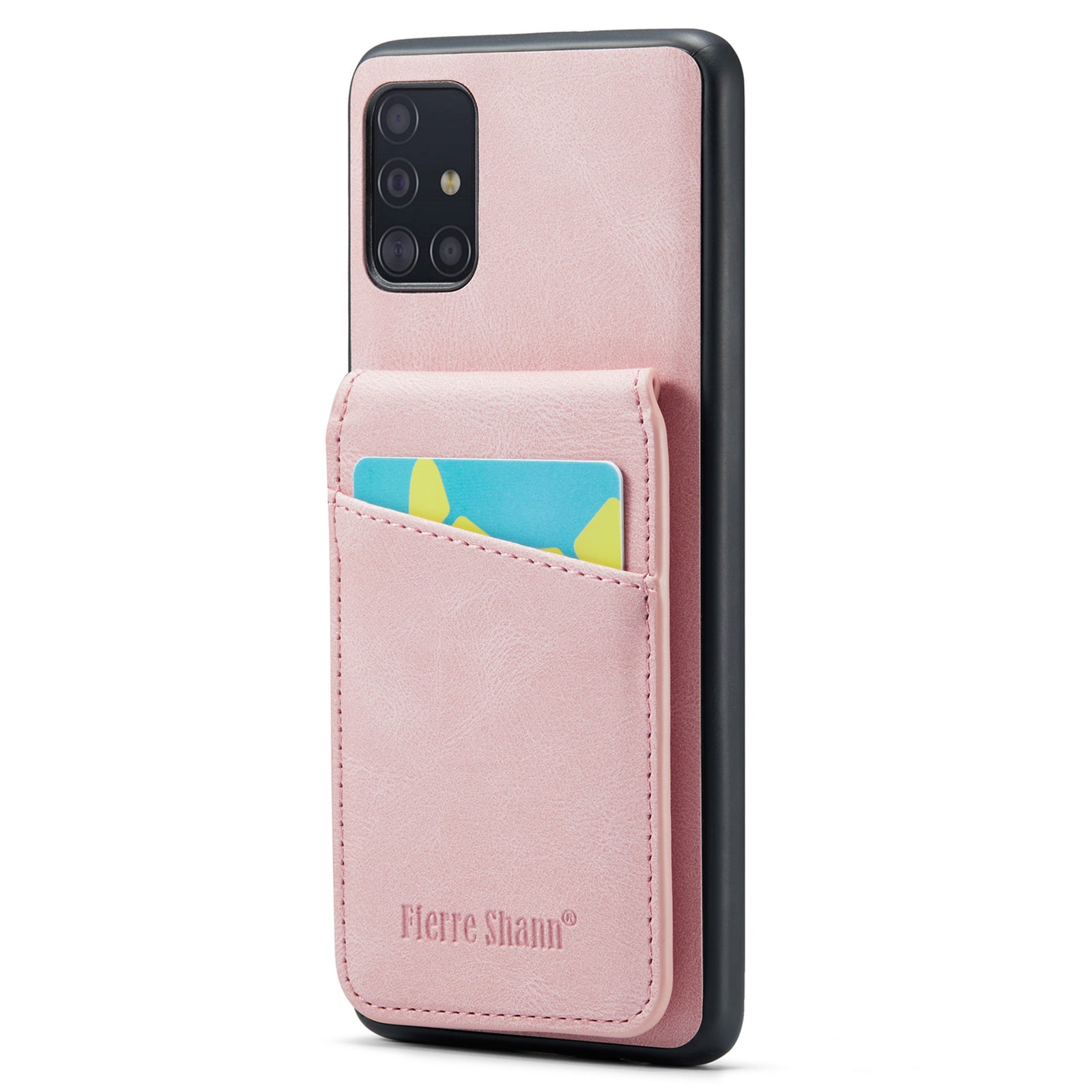 FIERRE SHANN For Samsung Galaxy A51 5G SM-A516 Card Slots Kickstand PU Leather TPU Phone Case