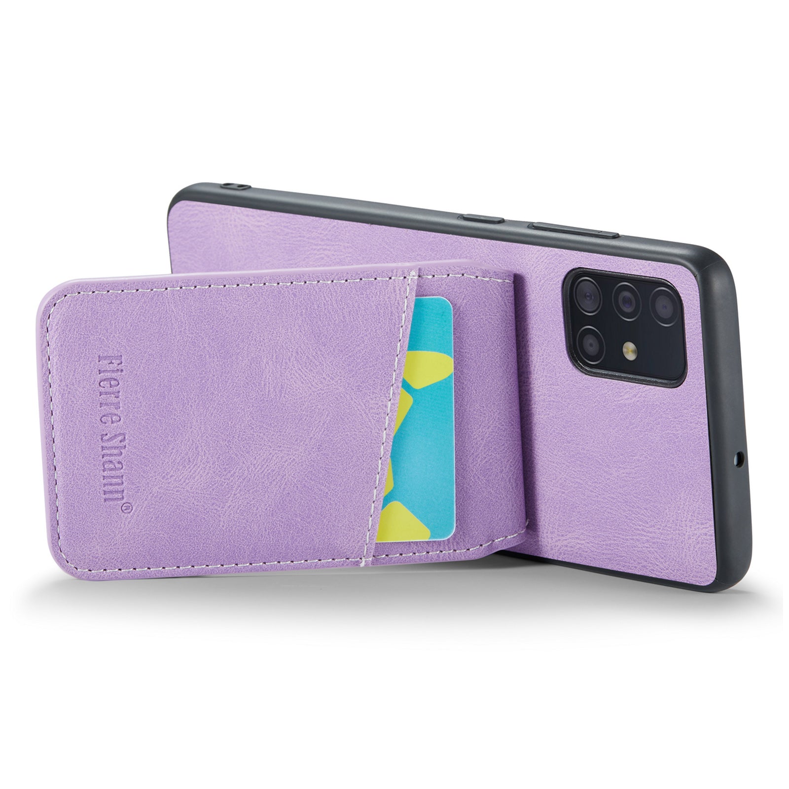 FIERRE SHANN For Samsung Galaxy A51 5G SM-A516 Card Slots Kickstand PU Leather TPU Phone Case