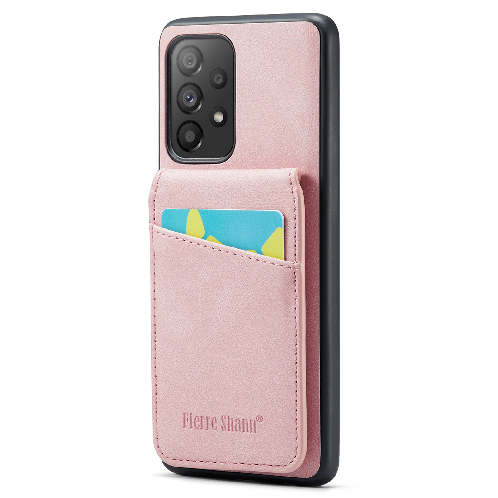 FIERRE SHANN For Samsung Galaxy A33 5G RFID Blocking Card Slots Kickstand PU Leather TPU Phone Case